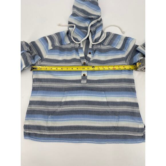 Hollister Womens Striped Pullover Hoodie Blue Gray White 100% Cotton Size Small - Picture 6 of 6